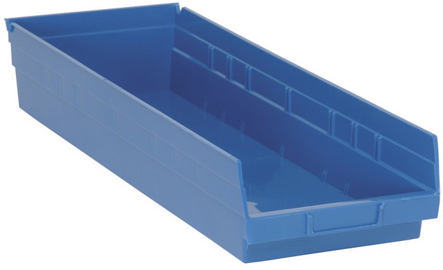 Quantum Storage QSB114BL Economy 4 in. Shelf Bin, Blue - 23.62 x 8.37 x 4 in.