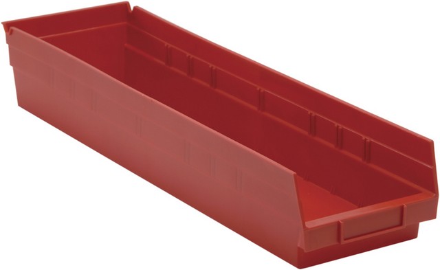 Quantum Storage QSB106RD Economy 4 in. Shelf Bin- Red - 23.62 x 6.62 x 4 in.