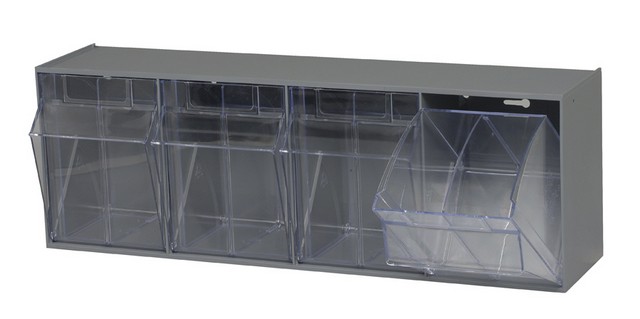 Quantum Storage Clear Tip Out Bins- Gray - 6.62 x 23.62 x 8.12 in.
