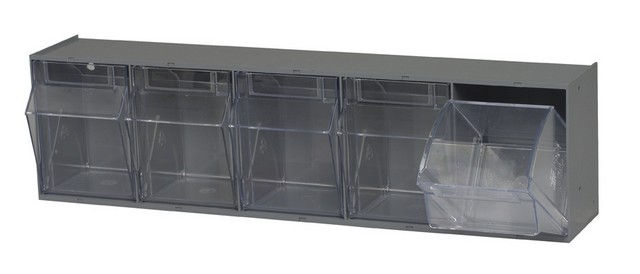 Quantum Storage QTB305GY Clear Tip Out Bins, Gray - 5.25 x 23.62 x 6.5 in.