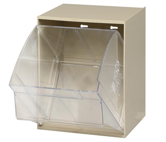 Quantum Storage Clear Tip Out Bins - Ivory - 11.75 x 11.81 x 13.87 in.