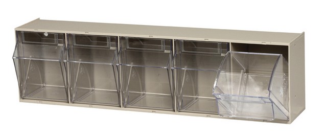 Quantum Storage Clear Tip Out Bins - Ivory - 5.25 x 23.62 x 6.5 in.