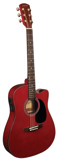 Indiana I-TB2RD Thin Body Acoustic Electric Guitar Red
