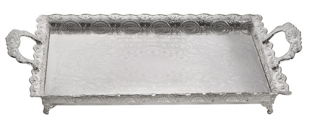 Nua Collection 58161 Silver Plated Lacquered Tray 18.5 X 13 In.