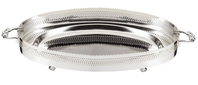 Nua Collection 58163 Silver Plated Oval Tray With Handles 20 X 10 In.
