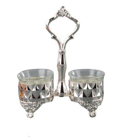 Nua Collection 58410 Double Silver Plated Salt Holder