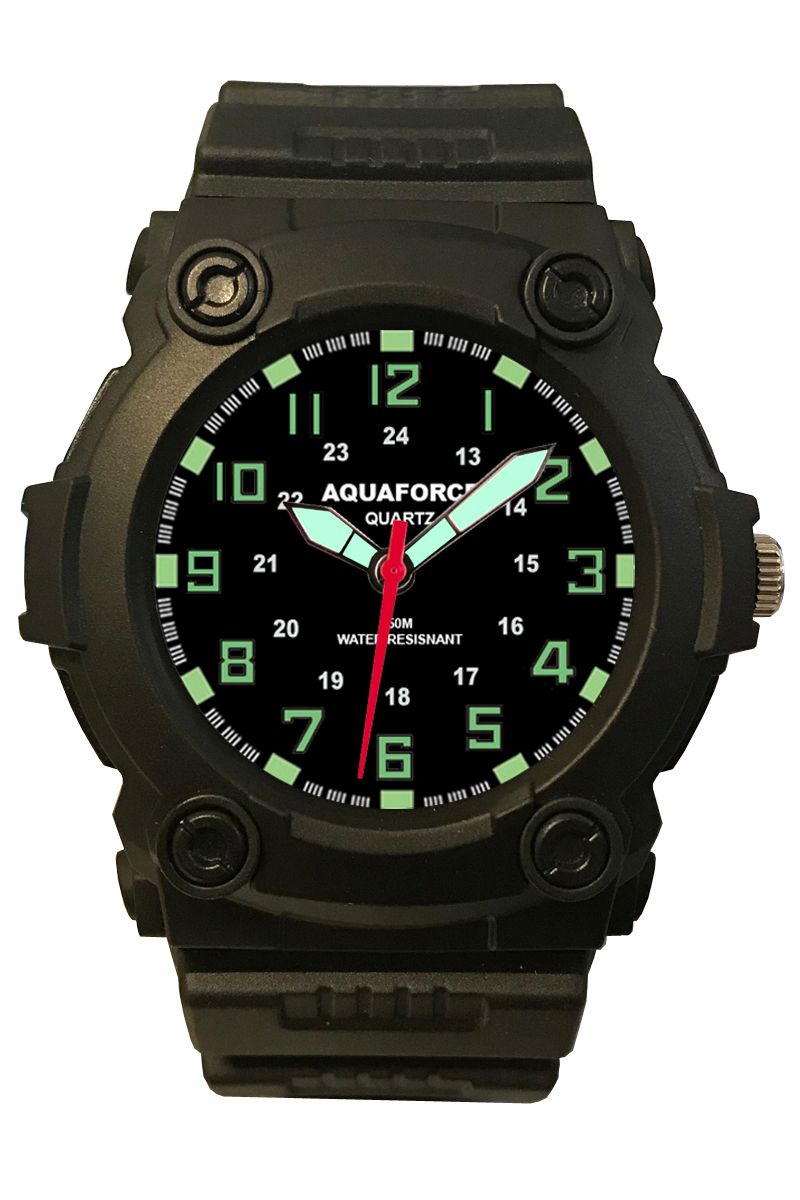 24-002 Analog Black Strap Watch With Black Dial