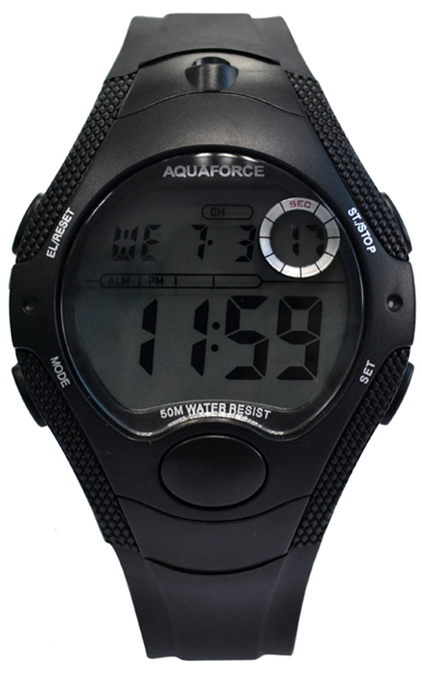 26-005 Multi Function Black Strap Watch With Built In Digital