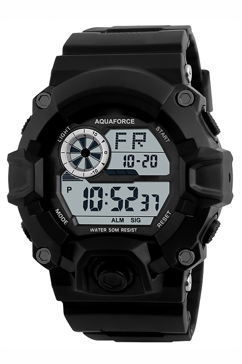 26-008 Multi Function Black Strap Watch With Temperature Digital