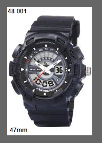48-001 Combat Ana Black Strap Digital Watch With Grey Dial
