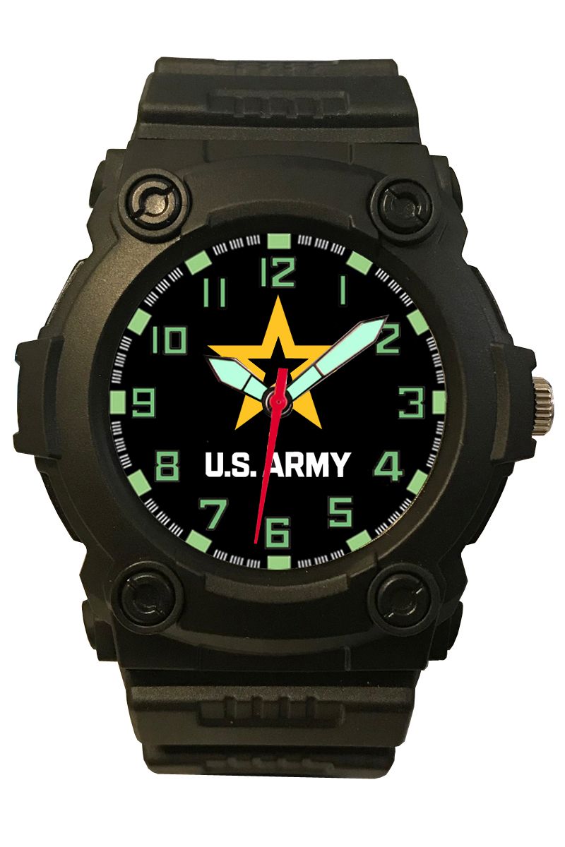 24b Aquaforce Combat Black Strap Analog Watch With Usa Flag Dial