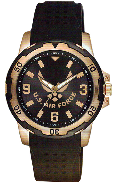54qd Aquaforce Silicon Strap Brass Case Catalog Watch With Us Flag &black Dial