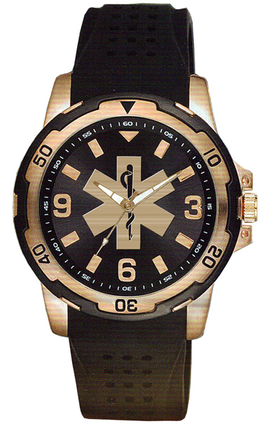 54emt Silicon Strap Brass Case Catalog Watch With Black Dial