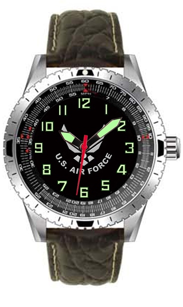 60d Aquaforce Padded Leather Strap Stainless Steel Super Luminous Hand Watch With Black Dial