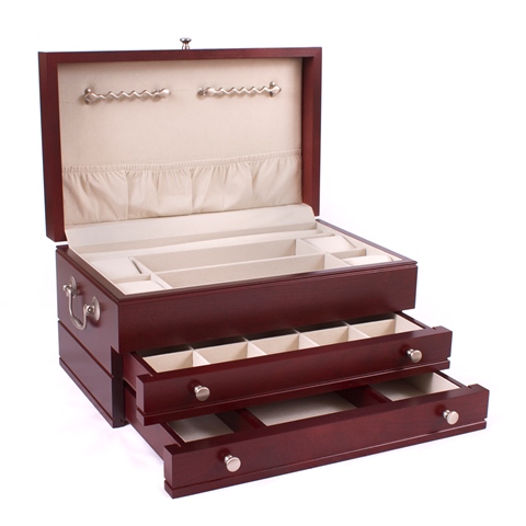 J02m First Lady Two Drawer Jewel Chest, Mahogany