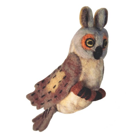 Felt Bird Garden Ornament - Great Horned Owl -
