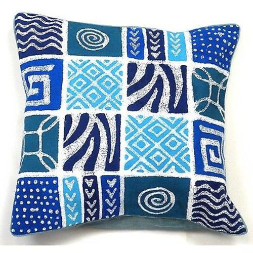 Handmade Patches Batik Cushion Cover, Blue