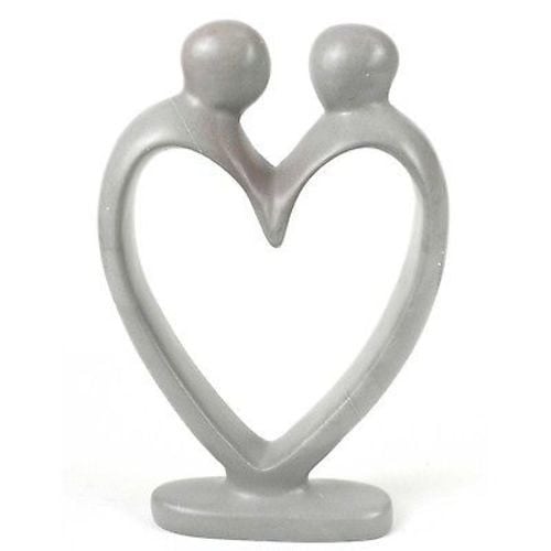 Handcrafted Soapstone Lovers Heart Sculpture, White