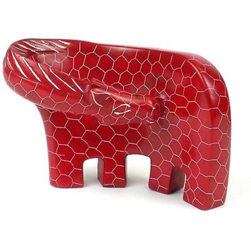 Handcrafted Large Giraffe Soapstone Sculpture, Red