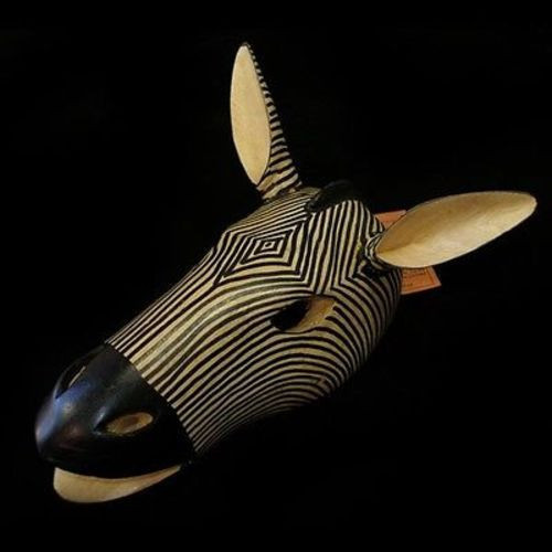 H Hand - Carved African Zebra Mask