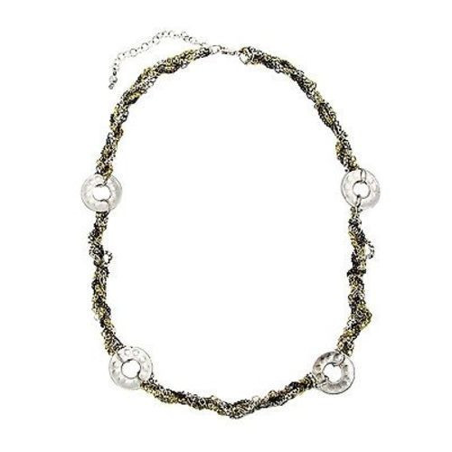 Dotted Disc Metallic Chainlink Necklace