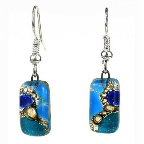 Earthtones Glass Earrings, Blue - Small