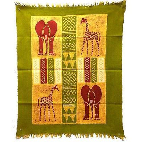 African Quad Batik, Green, Yellow & Red