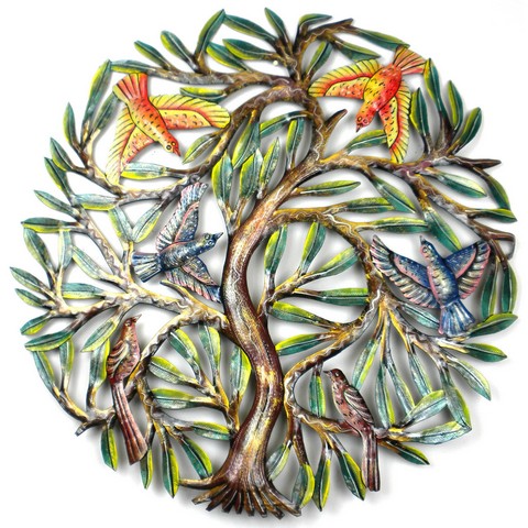 Painted Tree With Birds, 24 In.