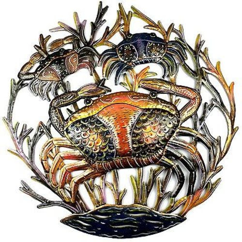 Painted Crabs Metal Wall Art, 24 In.