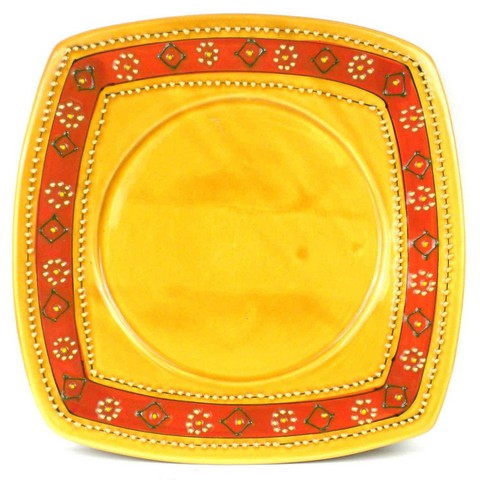 Hand - Painted Square Plate, Honey