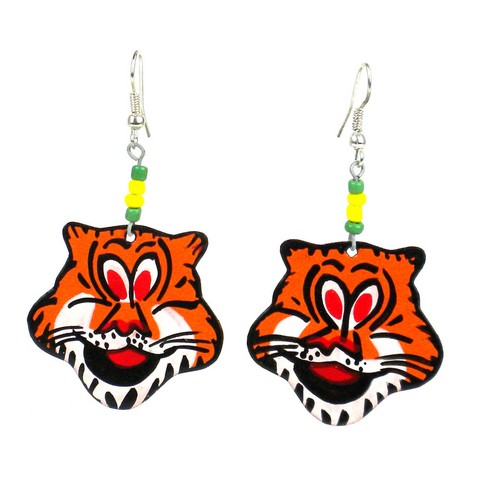 Recycled Tin Tiger Earrings