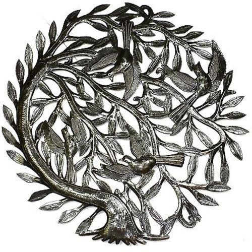 Tree Of Life With Curved Trunk Metal Wall Art 24 In. Diameter