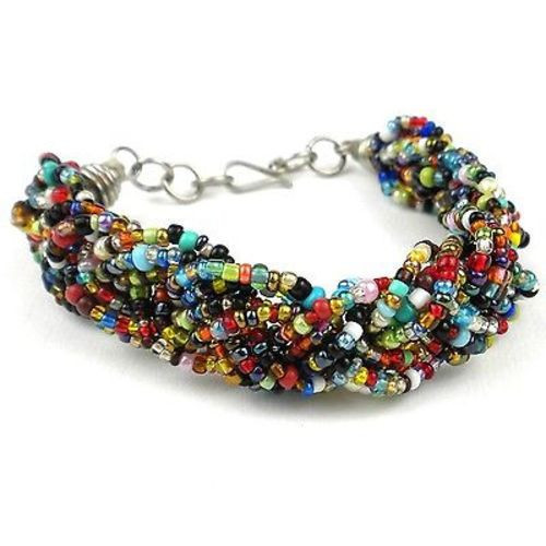 Six Strand Braid Beaded Bracelet, Multicolor