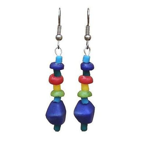Multicolor Rainbow Glass Pebbles Earrings