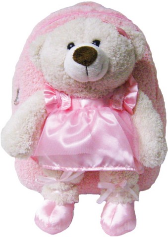 8281 Pink Ballet Bear Plush Backpack