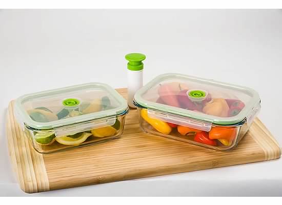 40130 Vacuum Rectangle Glass Food Storage Containers, 5 Pieces