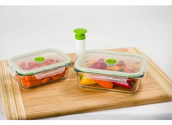 40140 Vacuum Rectangle Glass Food Storage Containers, 5 Pieces