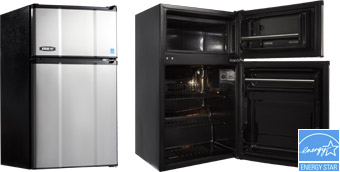 Refrigerator & True Freezer Combo Appliance, Stainless Steel - 3.1 Cu Ft.