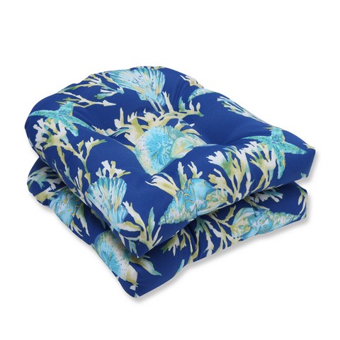 Indoor-outdoor Daytrip Pacific Wicker Seat Cushion, Blue - Set Of 2