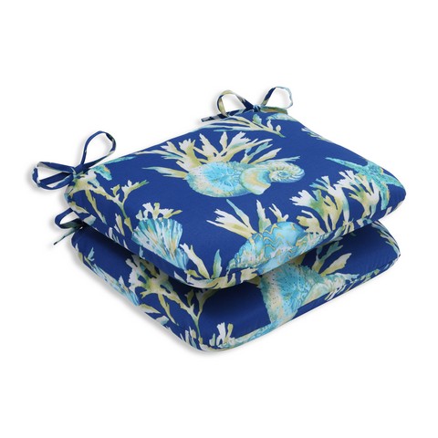 Indoor-outdoor Daytrip Pacific Rounded Corners Seat Cushion, Blue - Set Of 2