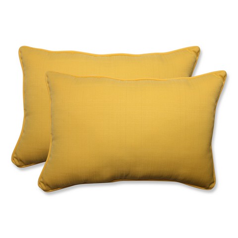 Indoor-outdoor Forsyth Soleil Over-sized Rectangular Throw Pillow, Yellow - Set Of 2