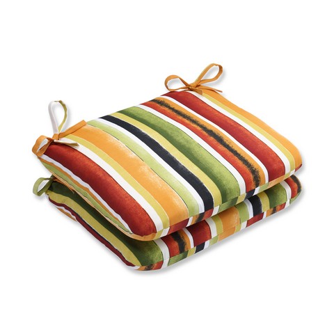 Indoor-outdoor Dina Noir Rounded Corners Seat Cushion, Multicolored - Set Of 2