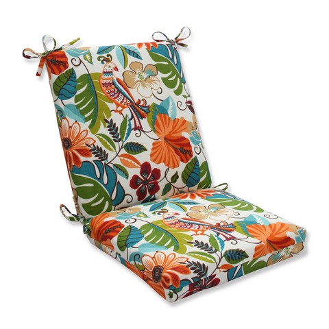 Indoor-outdoor Lensing Jungle Squared Corners Chair Cushion, Off-white