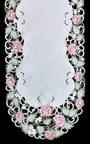 H7538-rs Victorian Rose & Pink Round Doily, 8 In.