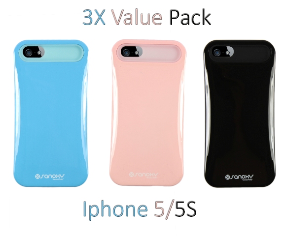 Sanoxy Dual Layer Glow Case Back Cover for iPhone 5 5S 3X Value Pack Sanoxy Dual Layer Glow Case Back Cover for iPhone 5 5S 3X Value Pack