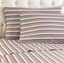 Mfnssqnast Micro Flannel Awning Stripe Queen Sheet Set