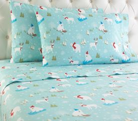 Mfnssqnfis Micro Flannel Fun In The Snow Queen Sheet Set