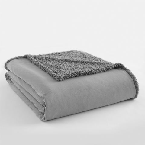 Mfnshbktwgrs Micro Flannel To Greystone Sherpa Twin Size Blanket