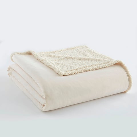Mfnshbkfqivo Micro Flannel To Ivory Sherpa Full & Queen Size Blanket