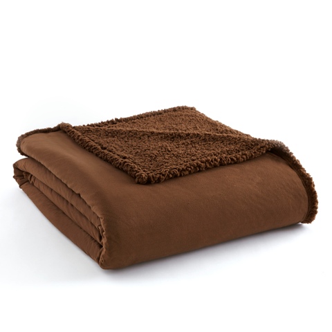 Mfnshbkfqcho Micro Flannel To Chocolate Sherpa Full & Queen Size Blanket